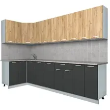 Готовая кухня Интерлиния Мила Лайт 1.2x3.0 (дуб золотой-антрацит-дуб бунратти)