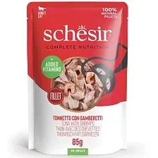 Влажный корм для кошек Schesir C&B Тунец креветки в желе пауч (85г)