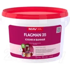 Краска MAV Flagman ВД-АК-2035 для кухни и ванной (3л, белый полуглянцевый)