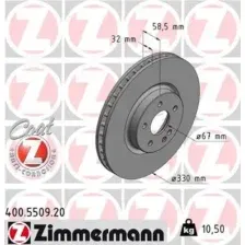Тормозной диск ZIMMERMANN 400.5509.20 вентилируемый , передняя ось