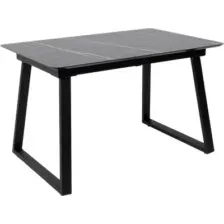 Кухонный стол Lepremo AV 1208 HPL+МДФ раздвижной 1200-1600x800 (черный тунис/черный)