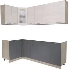Готовая кухня Интерлиния Мила 12x22 без столешницы (вудлайн кремовый/антрацит)