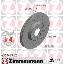 Тормозной диск ZIMMERMANN 430.1499.52 вентилируемый, перфорированный , передняя ось
