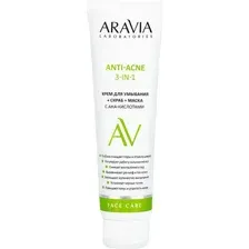 Крем для умывания Aravia Laboratories, Anti-Acne 3-in-1, с AHA-кислотами, 100 мл