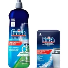 Ополаскиватель для посудомоечных машин Finish RINSE & SHINE AID, 800 мл; Соль для посудомоечных машин Finish  1,5 кг