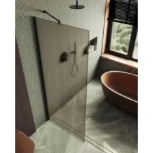 Душевая стенка MaybahGlass 89x195 MGD-692-6ш (бронзовое матовое стекло/черный)