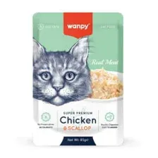 Пауч для кошек Wanpy Cat "Кусочки курицы и гребешки" 85 г