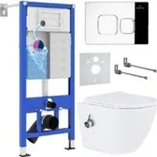 Унитаз подвесной Roxen Antares Bidet в комплекте с инсталляцией StounFix Dual Fresh 6 в 1 942567 (кн