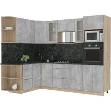 Готовая кухня Интерлиния Мила 1.68x2.6 левая (бетон-кастилло темный)