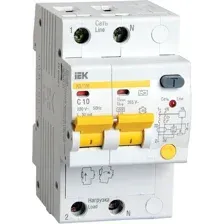 Дифференциальный автомат IEK АД-12М 2Р 10А 30мА C MAD12-2-010-C-030