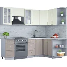 Готовая кухня Интерлиния Мила Шато 1.5x2.4 правая (белый/луна/серый каспий)