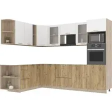 Готовая кухня Интерлиния Мила 1.88x2.8 левая без столешницы (белый платинум/дуб золотой)