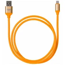 Дата-кабель USB - Lightning, 1 м, силиконовая оплетка (оранжевый) TDM ДК 15 SQ1810-0315
