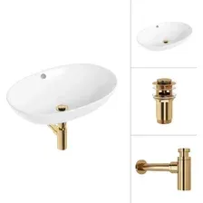 Умывальник Lauter 21709 + клапан 21190G + сифон 21635G (золото)