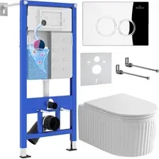Унитаз подвесной Roxen Royal Matt в комплекте с инсталляцией StounFix Dual Fresh 6 в 1 968245 (кнопка: хром глянцевый)