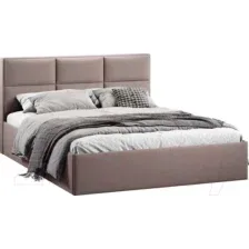 Двуспальная кровать ТриЯ Стелла Тип 1 c ПМ и заглушиной 160x200 (велюр мокко темный)