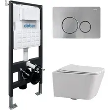 Унитаз подвесной Abber Rechteck AC1201-AC0105-AC0121MCH (с кнопкой смыва)
