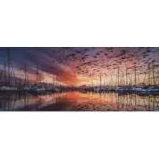 Картина на стекле Stamprint Закат над бухтой NT014 (50x125)