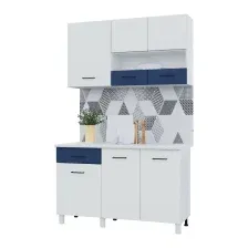 Готовая кухня Горизонт Trend 1300 (холст сапфир/холст молоко)