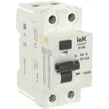 Дифференциальный автомат IEK 2P 40А 30мА тип AC AR-R10N-2-040C030