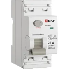 Дифференциальный автомат EKF PROxima ВД-100N 2P 25А 30мА тип AC эл-мех 6кА / E1026M2530