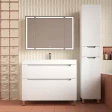 Тумба с умывальником Symbolite Остин 100 Plus 2 ящика + Фортуна 100x45 (белый)