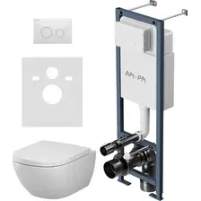 Унитаз подвесной с инсталляцией AM.PM ErgoFit Above Aquaspin IS110101.9X1900 (белый глянцевый, с кнопкой смыва)