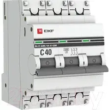Выключатель автоматический EKF PROxima 3P 40А (C) 6кА ВА 47-63M mcb4763m-6-3-40C-pro