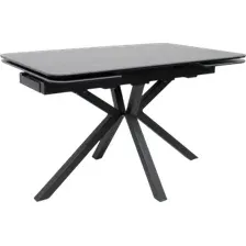 Кухонный стол Аврора Рейн New 1400-2040x900 (камень черный Greys Black/черный матовый)