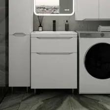 Symbolite Тумба под умывальник Марелла 60 Люкс Plus 2 ящика + Марелла Люкс 60х40 (белый матовый)