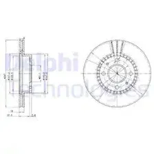 Тормозной диск DELPHI BG3134 вентилируемый , передняя ось