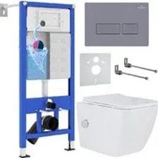 Унитаз подвесной Roxen Cube bidet в комплекте с инсталляцией StounFix Dual Fresh 6 в 1 966807 (кнопк