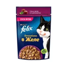 Felix Sensations для кошек (Утка со шпинатом в желе) 75 г