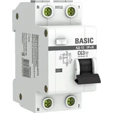 Дифференциальный автомат EKF Basic АД-12 1P+N 63А 30мА АС C 4.5кА