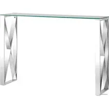 Консольный стол Stool Group Кросс 115x30 (стекло/сталь/серебристый)