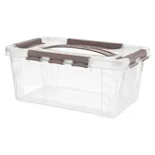 Ящик универсальный с замками и вставкой- органайзером "Grand Box", 290х190х124мм, 4,2л (коричневый)