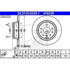 Тормозной диск ATE 24.0110-0339.1 полный , задняя ось