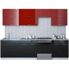 Готовая кухня Интерлиния Мила Gloss 60-28 (бордовый/черный)