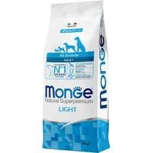 Сухой корм для собак Monge All Breeds Adult Light Salmon and Rice (низкокалорийный для всех пород с лососем и рисом) 12 кг