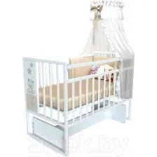 Детская кроватка VDK Mini Loft 3D Star and Bear поперечный маятник (Bianco)