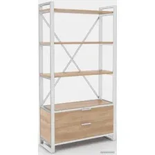 Стеллаж Hype Mebel Стандарт Люкс 50x170 (белый/дуб галифакс натуральный)