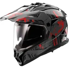 Мотошлем LS2 MX702 Pioneer 2 Crazy (M, черный/красный матовый)