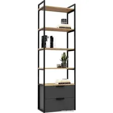 Стеллаж Crafto Квентин Мини Лофт 05 600x320x1900 (графит/дуб)