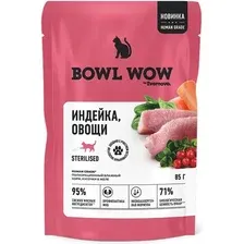 Пресервы Bowl Wow Пауч желе с индейкой и овощами для стерилизованных кошек (12x85 г)