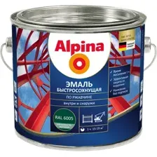 Грунт-эмаль Alpina Быстросохнущая по ржавчине RAL6005 (2кг, зеленый, шелковисто-матовый)