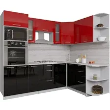 Готовая кухня Интерлиния Мила Gloss 1.68x2.4 правая (красный-черный)