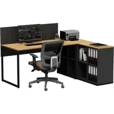 Письменный стол Crafto Тор Хлоя с тумбой 03 178x140x75 (графит/дуб)