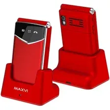 Кнопочный телефон Maxvi E11ds (красный/серебристый)