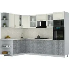 Готовая кухня Интерлиния Мила Шато 1.88x2.8 ВТ LV (белый/керамика/опал светлый)