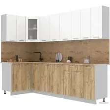 Готовая кухня Интерлиния Мила 12x27 (белый платинум/дуб золотой/дуб бунратти)